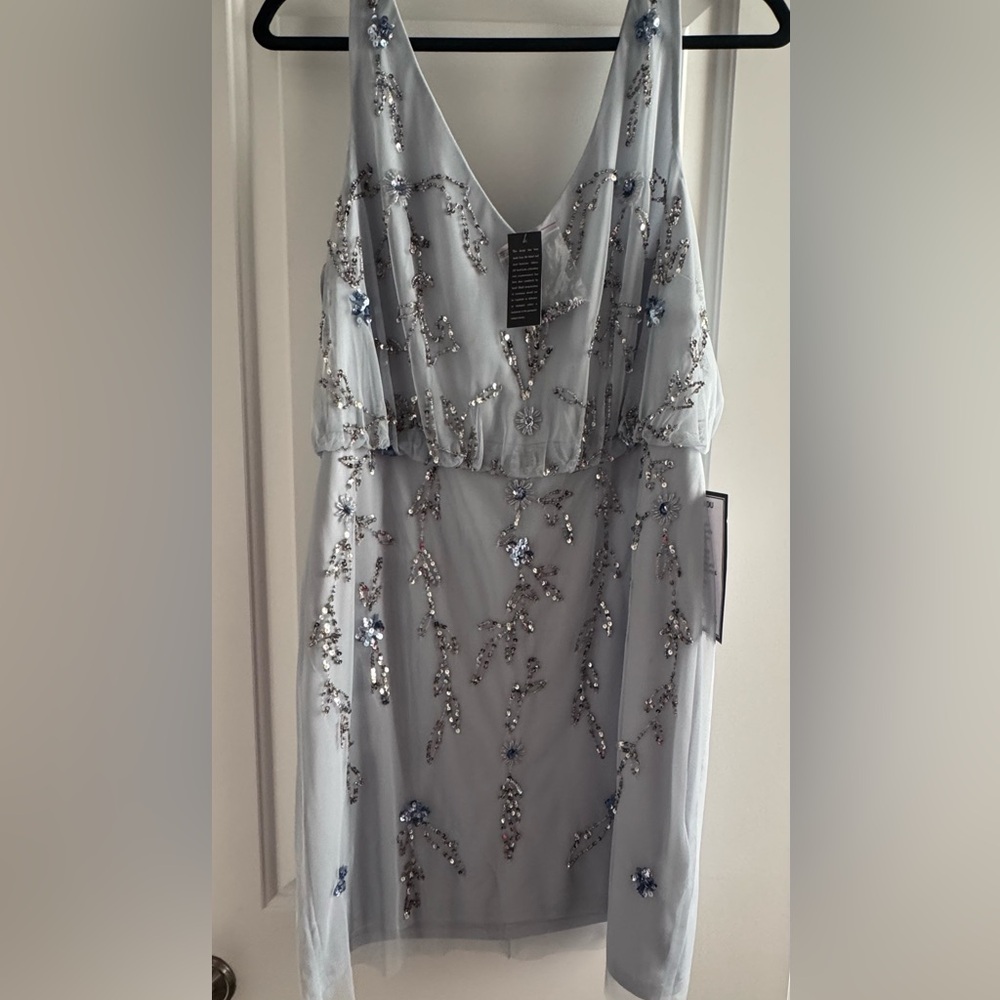 Light Blue Sequin and Beaded Mini Dress